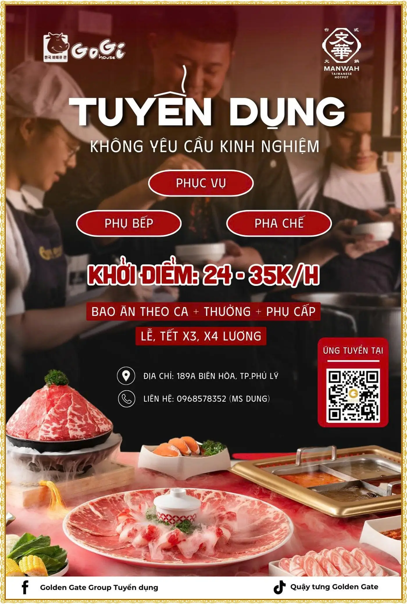 Tuyển phục vụ, phụ bếp, pha chế tại Ninh Bình (Hà Nam)