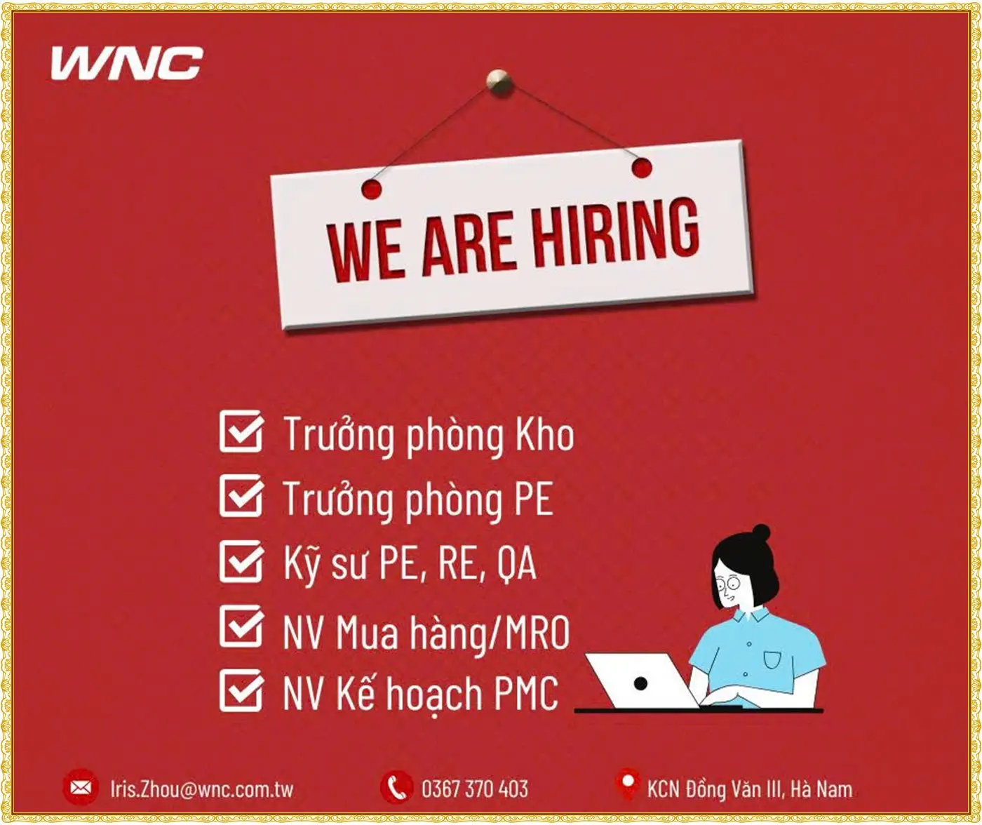 Tuyển trưởng phòng kho, PE, kỹ sư PE, RE, QA