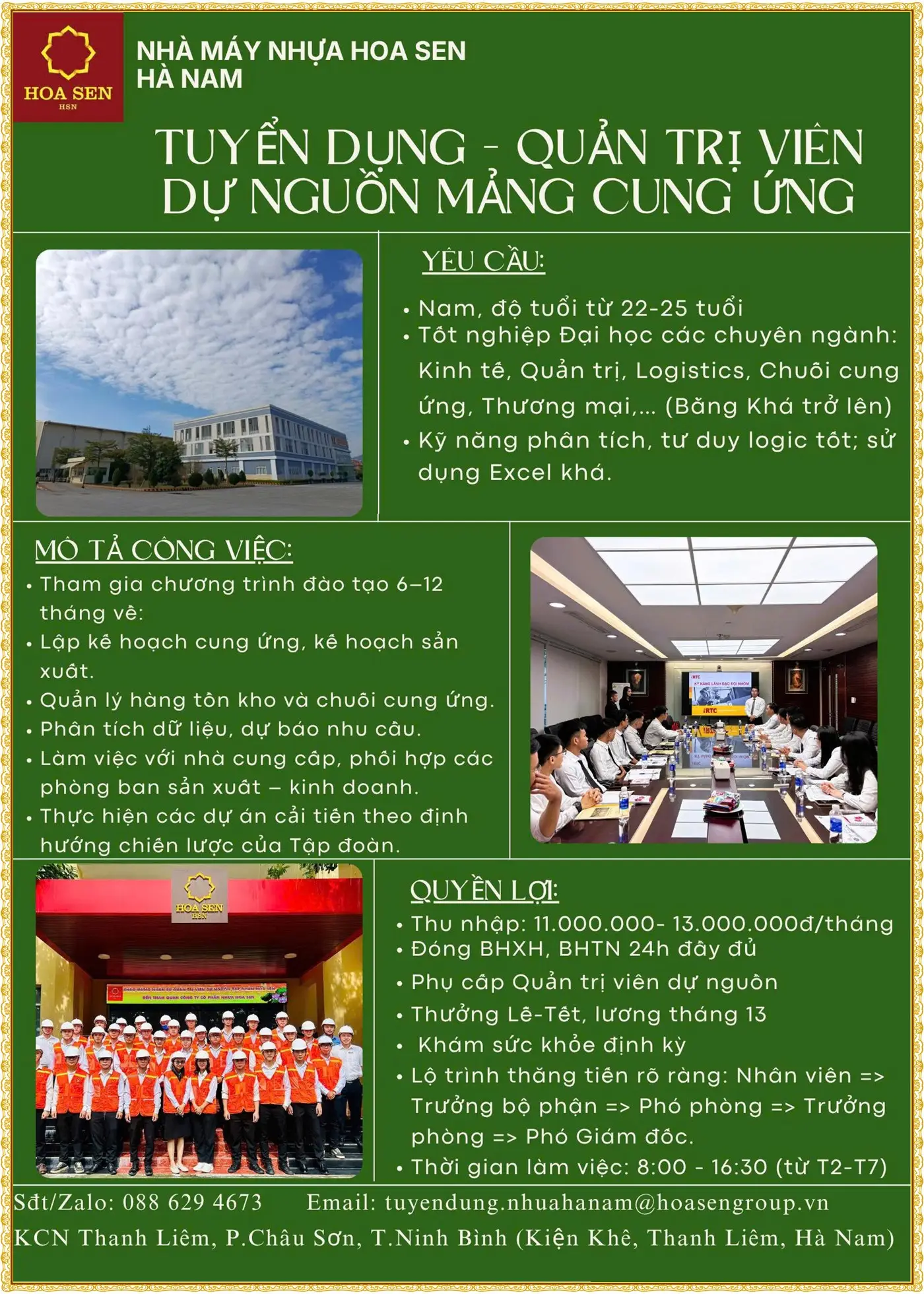 Nhà máy nhực tuyển nhân viên cung ứng tại Ninh bình