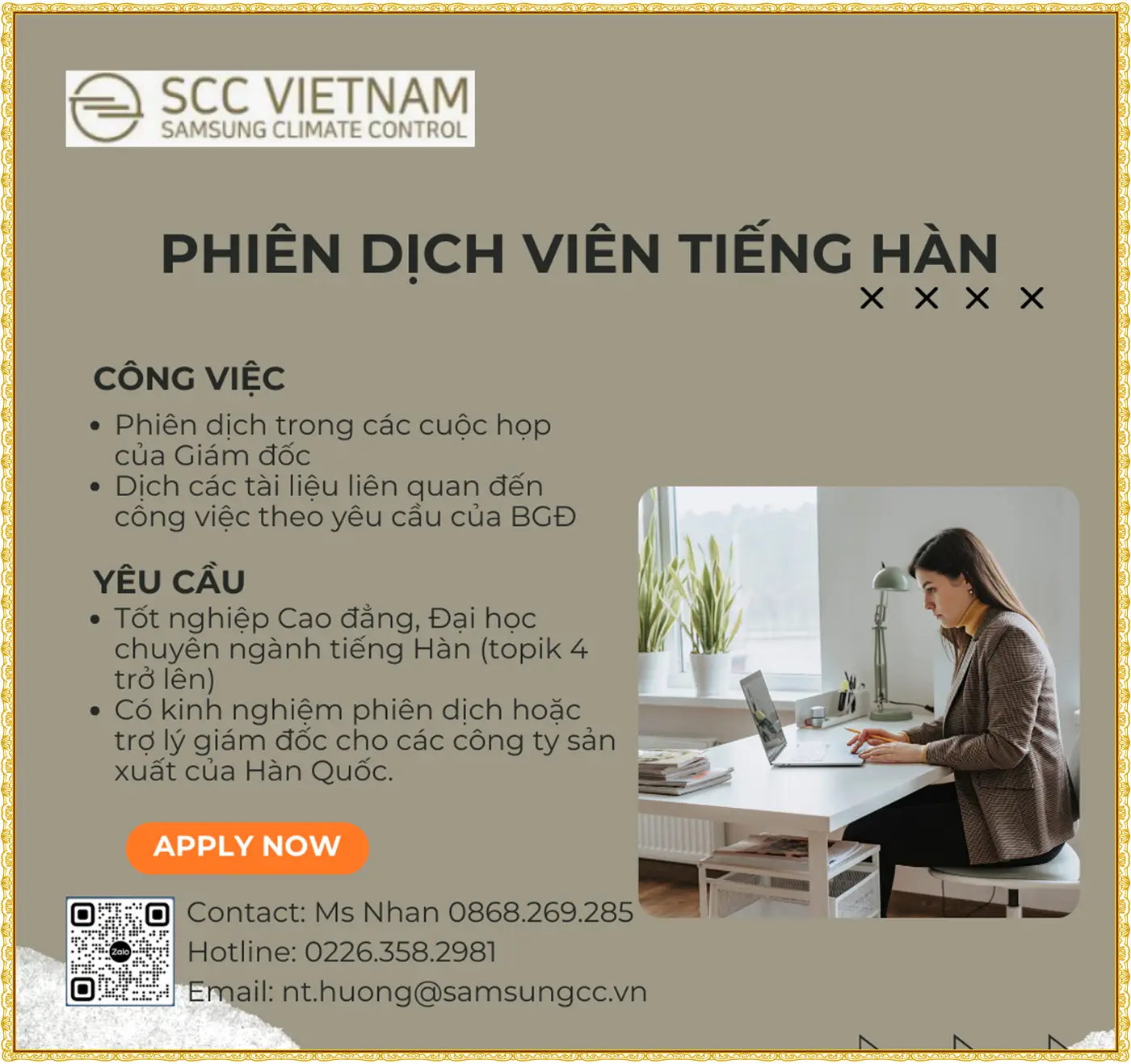 Tuyển phiên dịch tiếng Hàn tại Ninh Bình