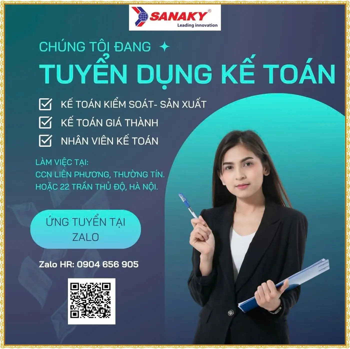 Hà Nam tuyển kế toán kiểm soát sản xuất