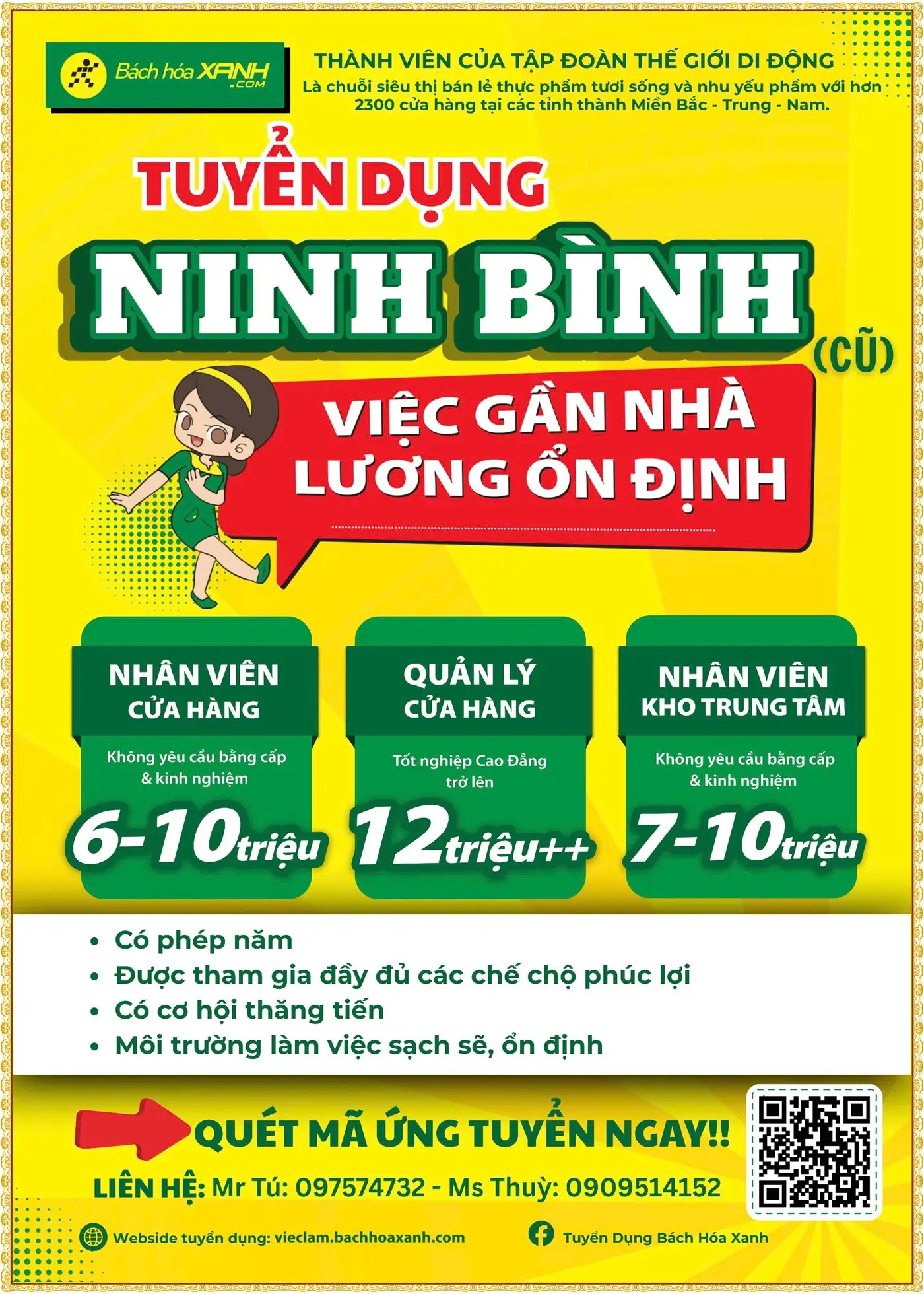 Ninh bình tuyển nhân viên Bách Hóa Xanh